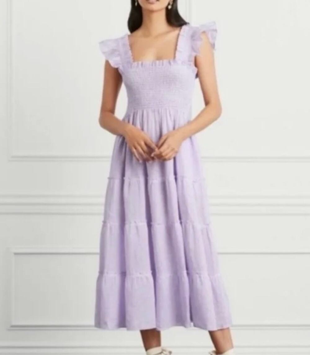 Tiny Ellie Nap Dress in Purple Seersucker